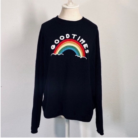 27 mile cashmere crewneck sweater with rainbow good times on front
▪️Size Large - Picture 1 of 4